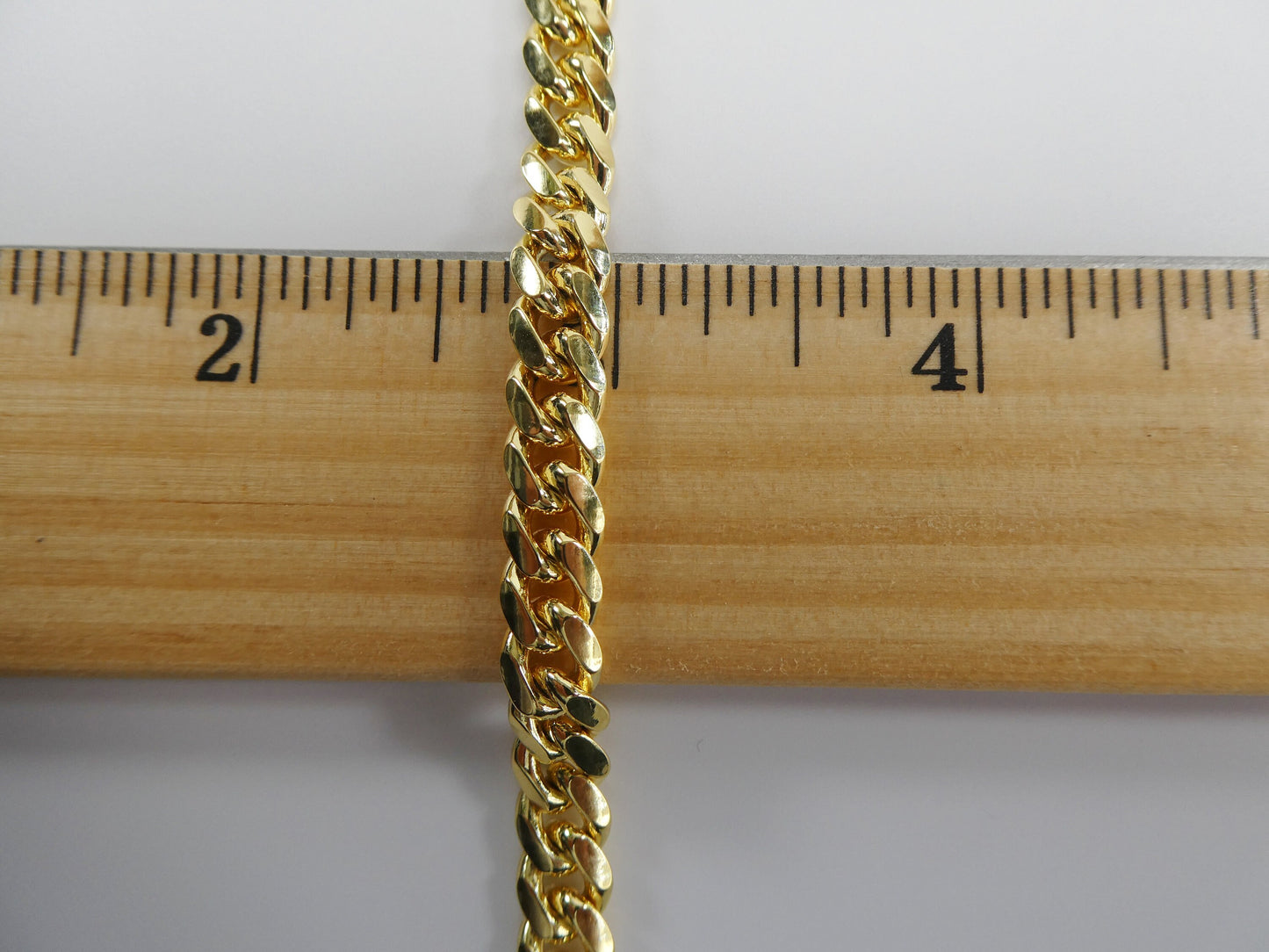 14k gold color tone solid box clasp lock Miami bracelet over real 925 sterling silver