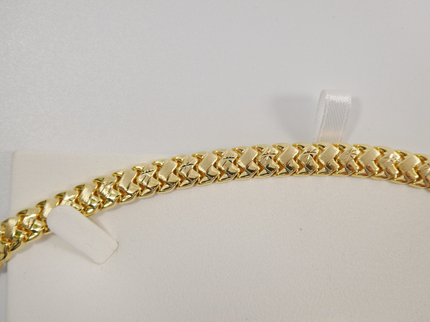 10 inch real 925 sterling silver basket anklet bracelet 14K yellow & white gold finish
