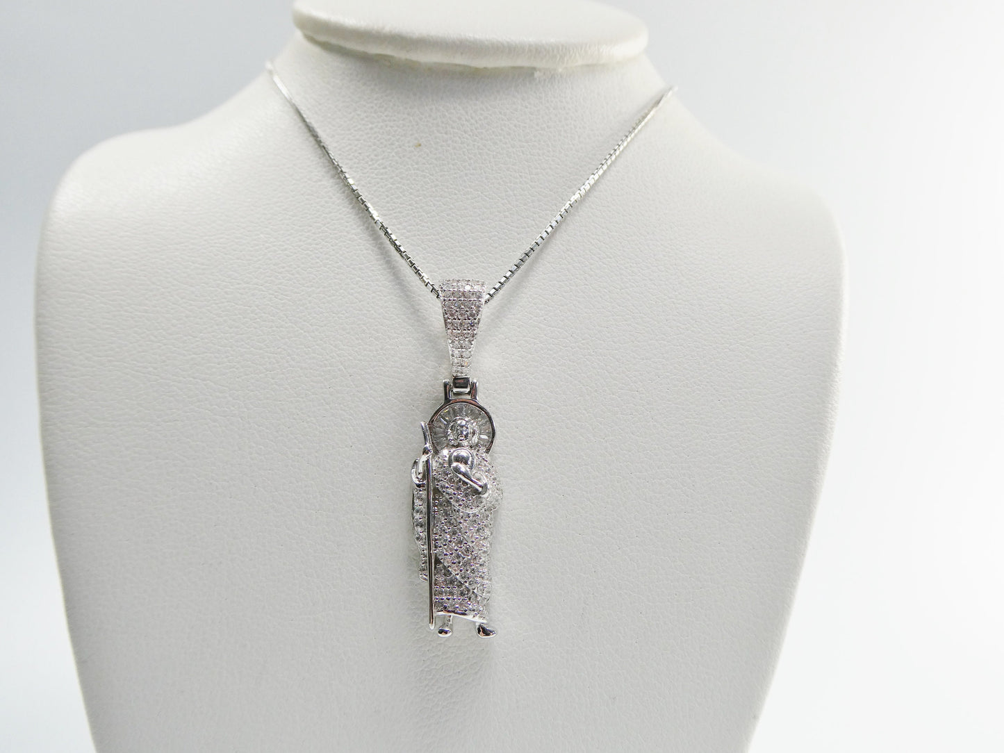 real 925 sterling silver 16 inch box chain and saint jude small pendent