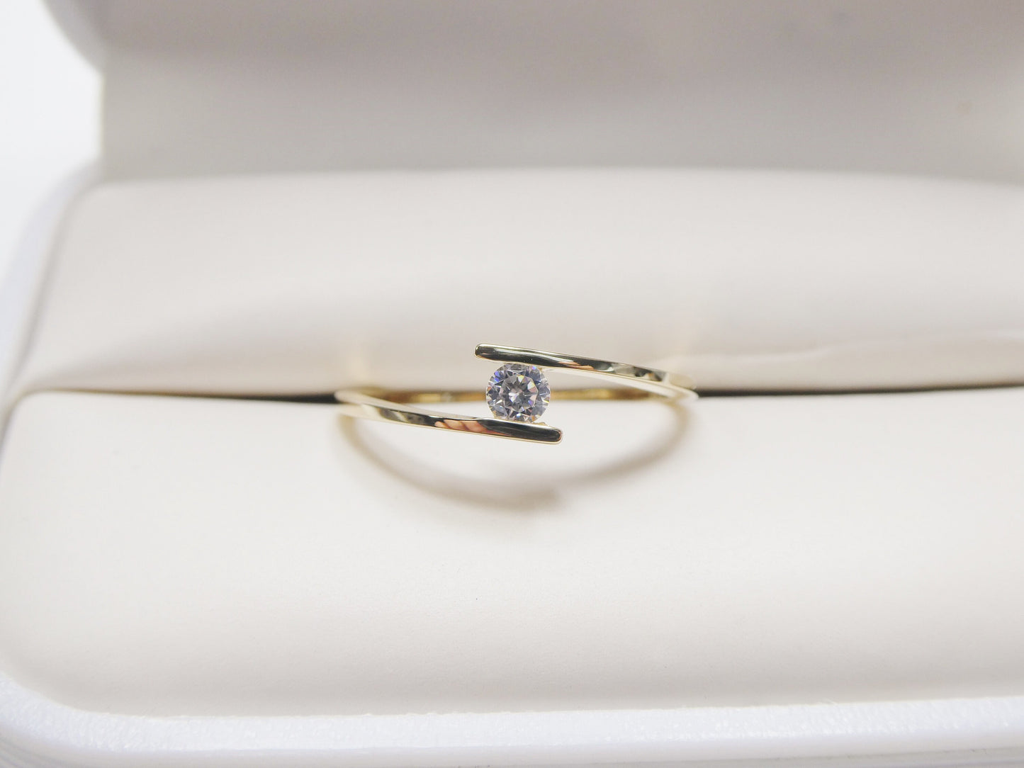 real 10k solid yellow gold women's classic micro pave setting ring