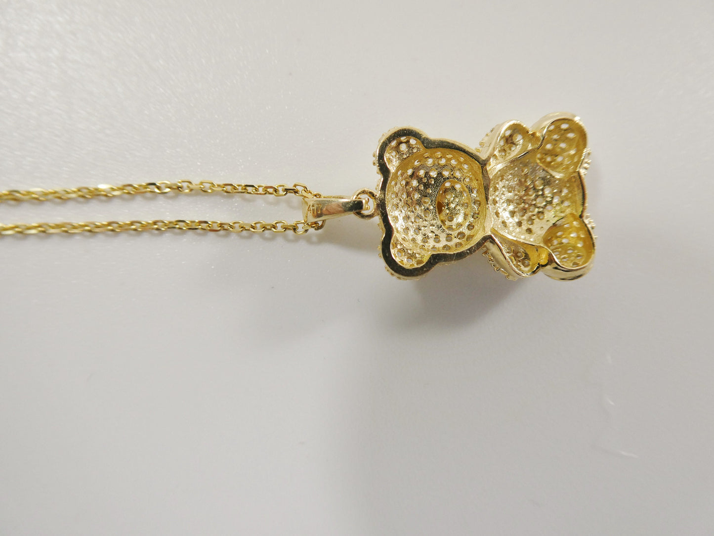 10k real solid yellow gold teddy bear pendent and 18 inch cable necklace