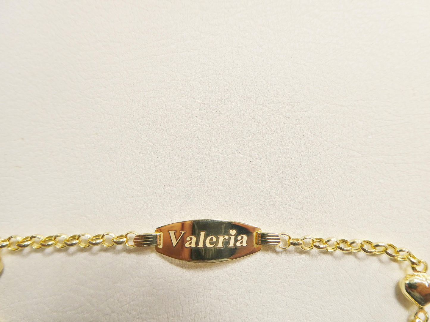 real 10k solid yellow gold 5.5/ 6.5 inch children/women double heart id bracelet