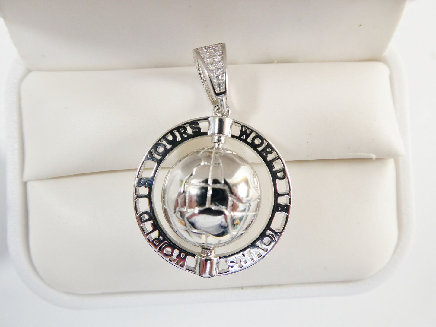 real 925 sterling silver globe charm pendent 14k yellow gold finish