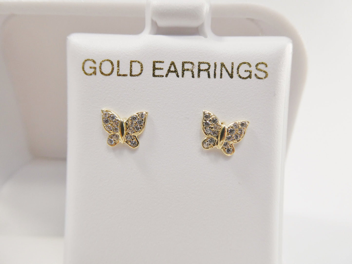 10k real solid gold kids butterfly screw post earrings