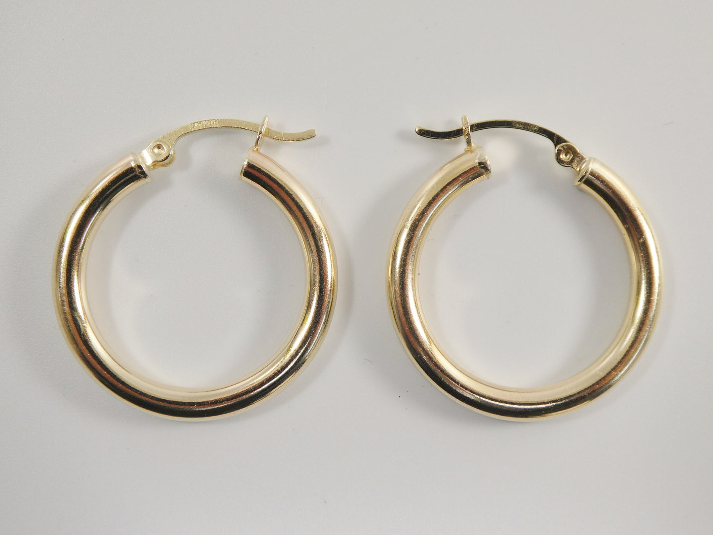 real 10k solid yellow gold plain high polish 25mm hoop huggie earrings