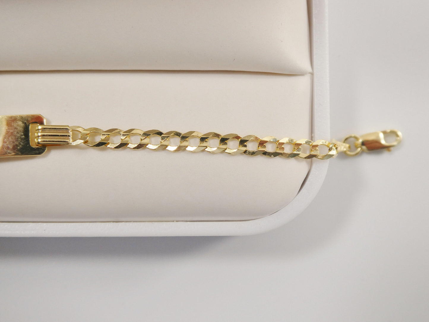 14K real solid yellow gold 6 inch curb link baby ID bracelet