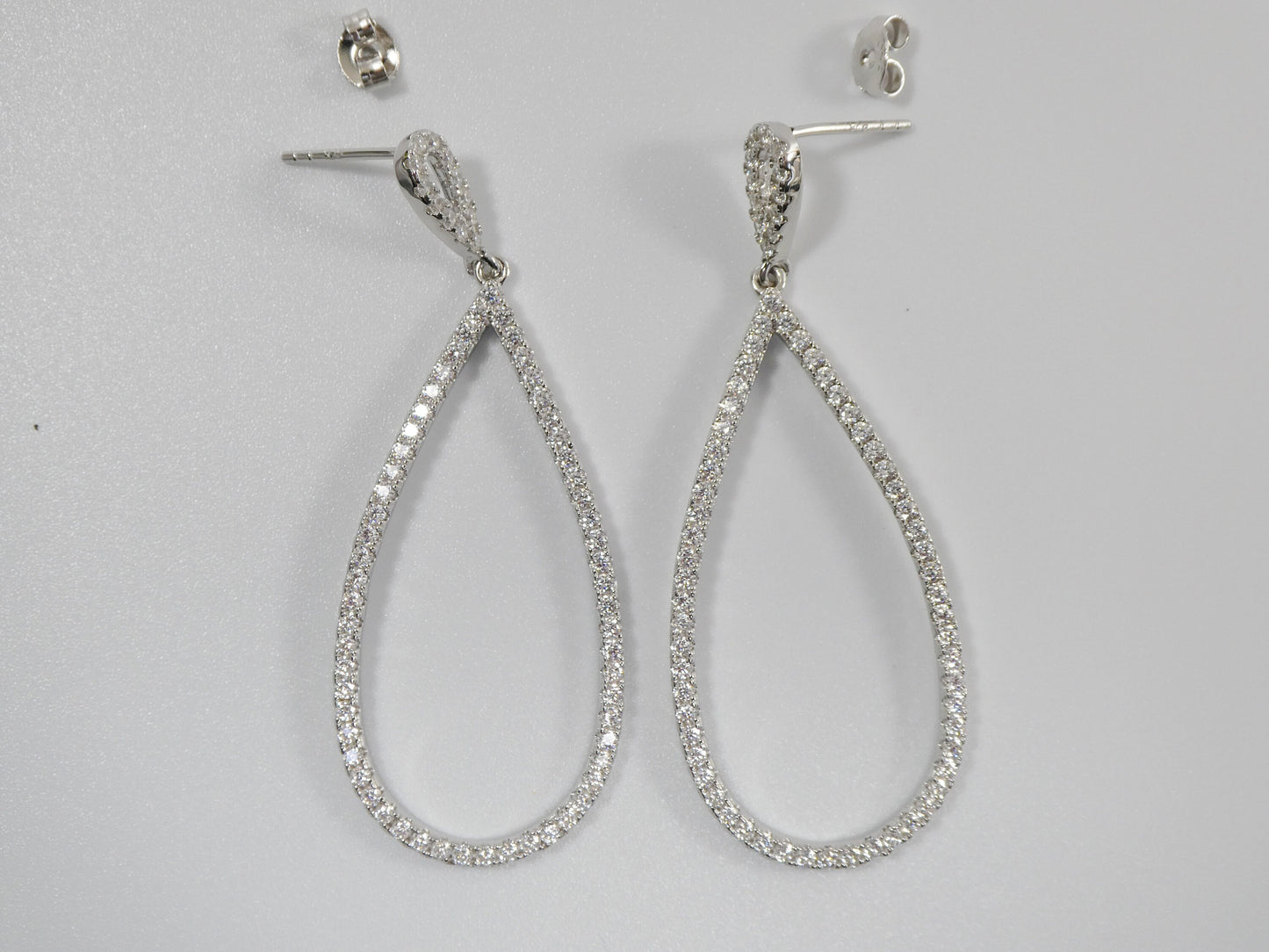 real 925 sterling silver micro pave setting 14k white gold color finish drop earring