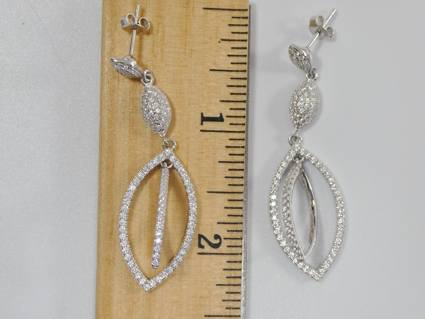 real 925 sterling silver micro pave setting 14k white gold color finish drop earring