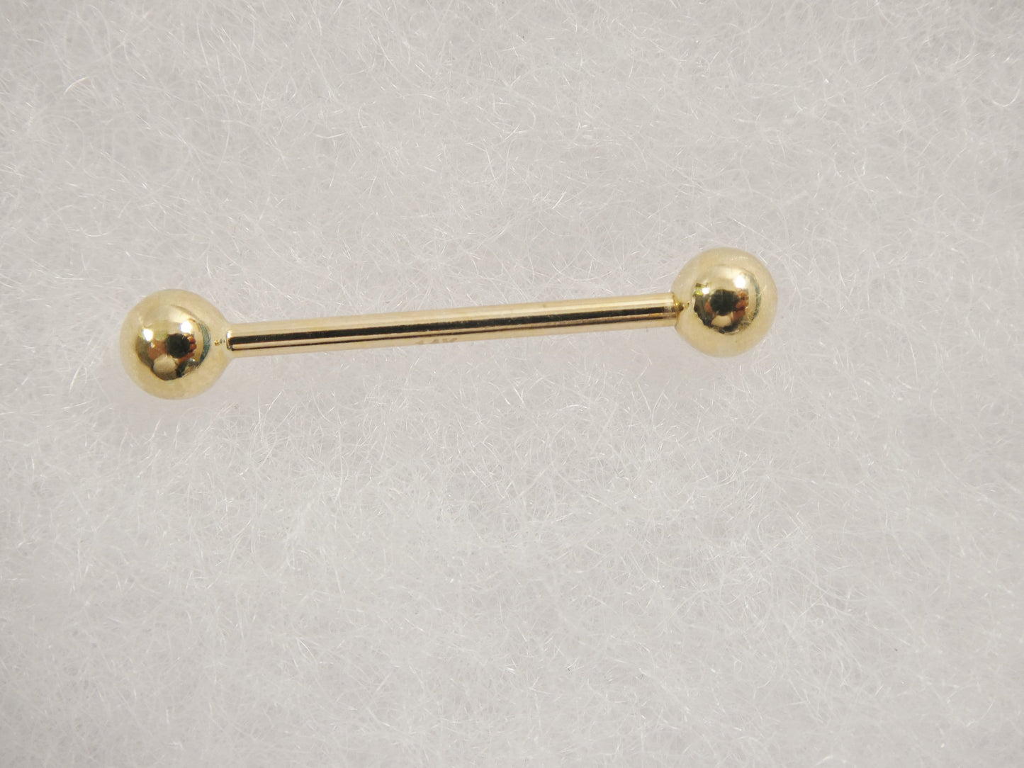 14k real solid yellow gold 20MM / 22MM straight barbell tongue belly button ring piercing