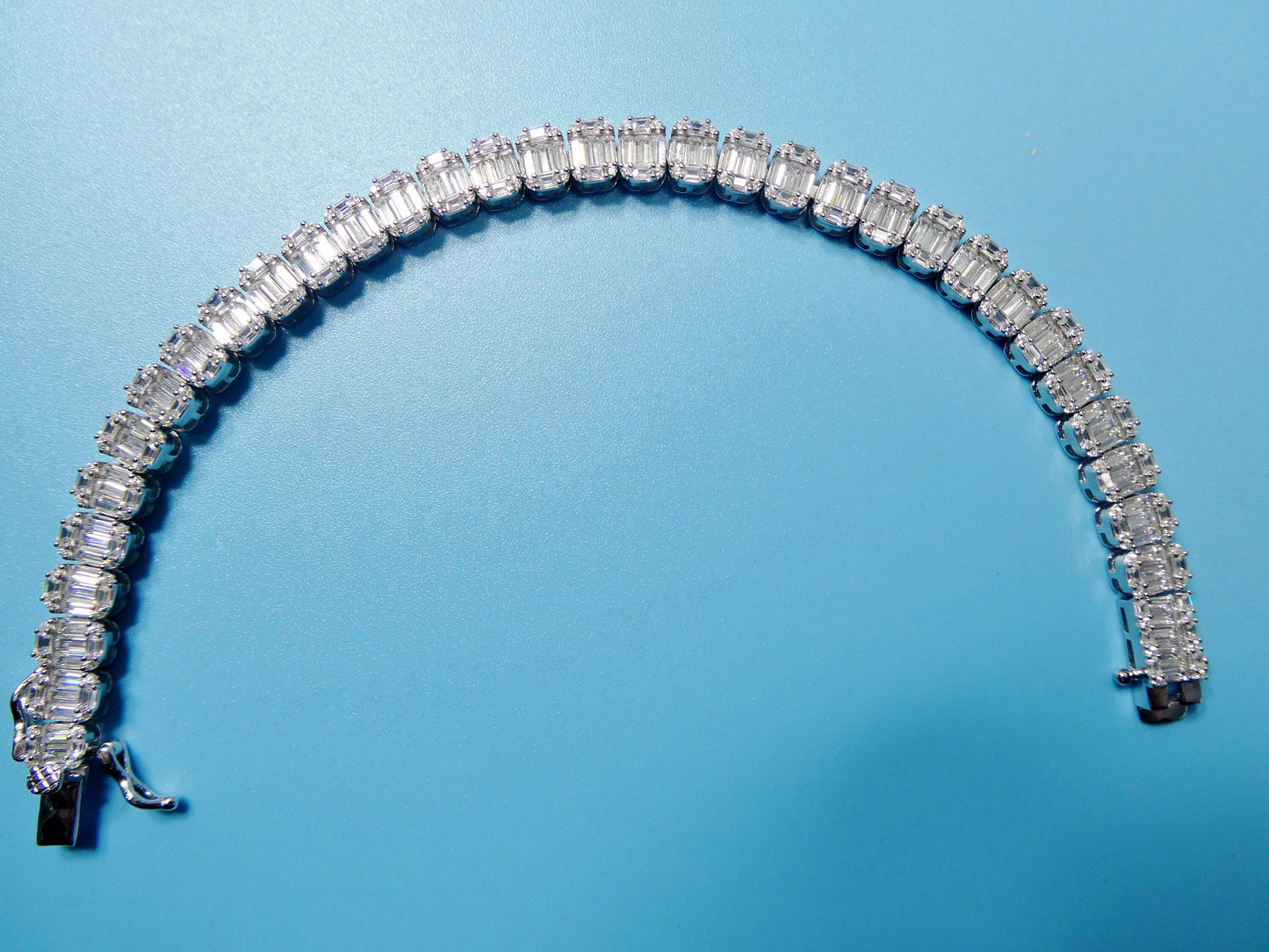 real 925 sterling silver tennis baguette 7 inch bracelet