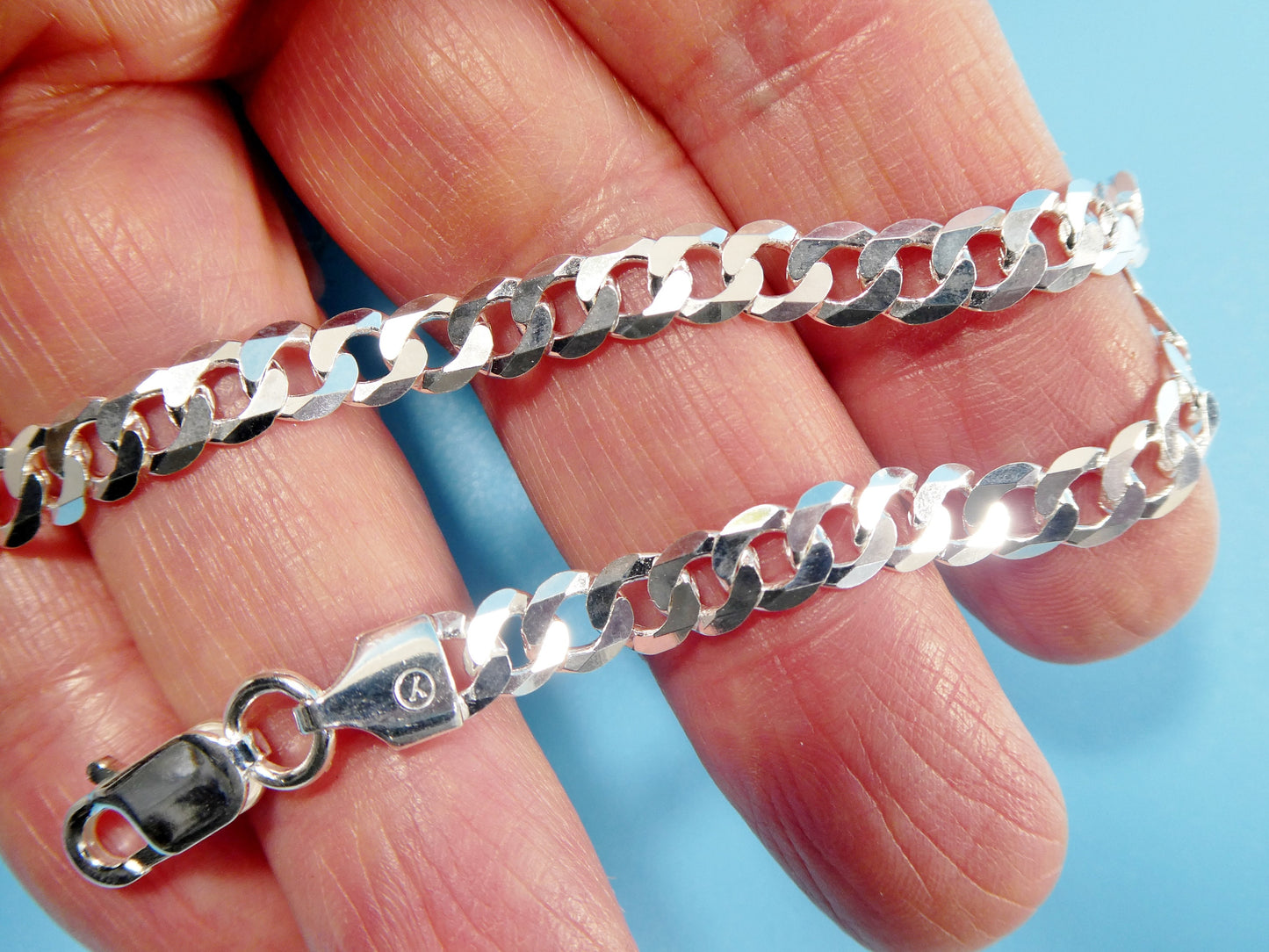 real 925 sterling silver 5.6MM Italian solid chain lobster lock clasp