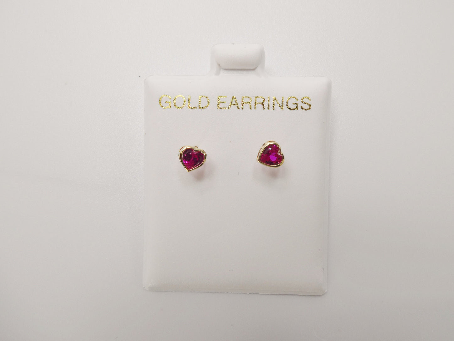 10k real solid yellow gold birthstone screw back children earrings heart bazel shape