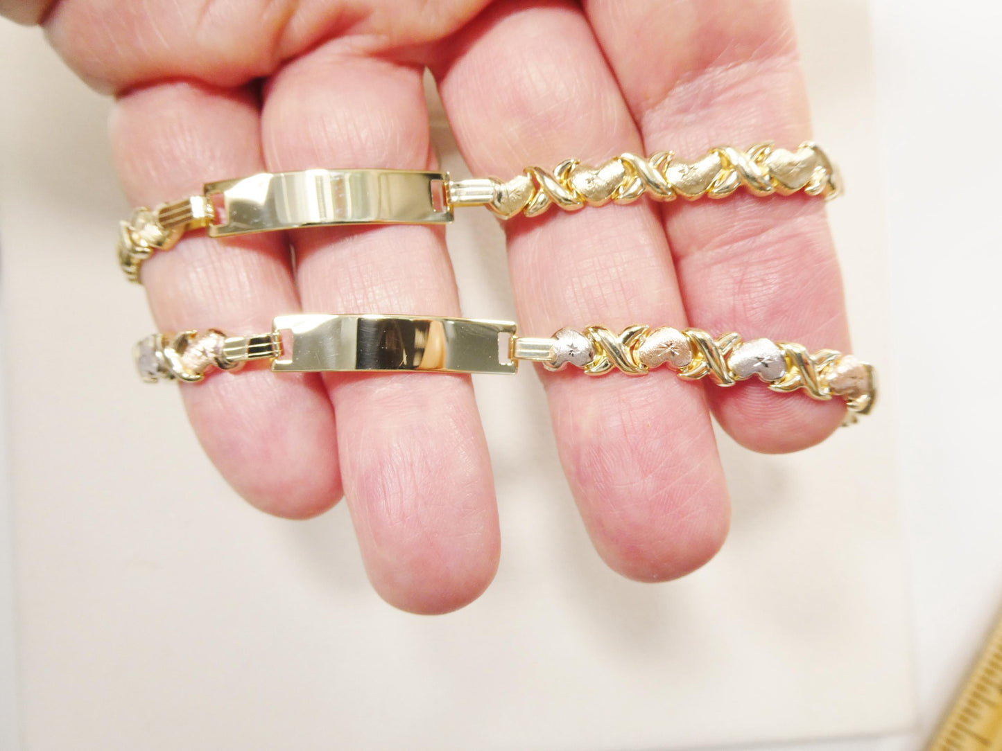 10k real solid yellow gold 6 inch heart baby ID bracelet