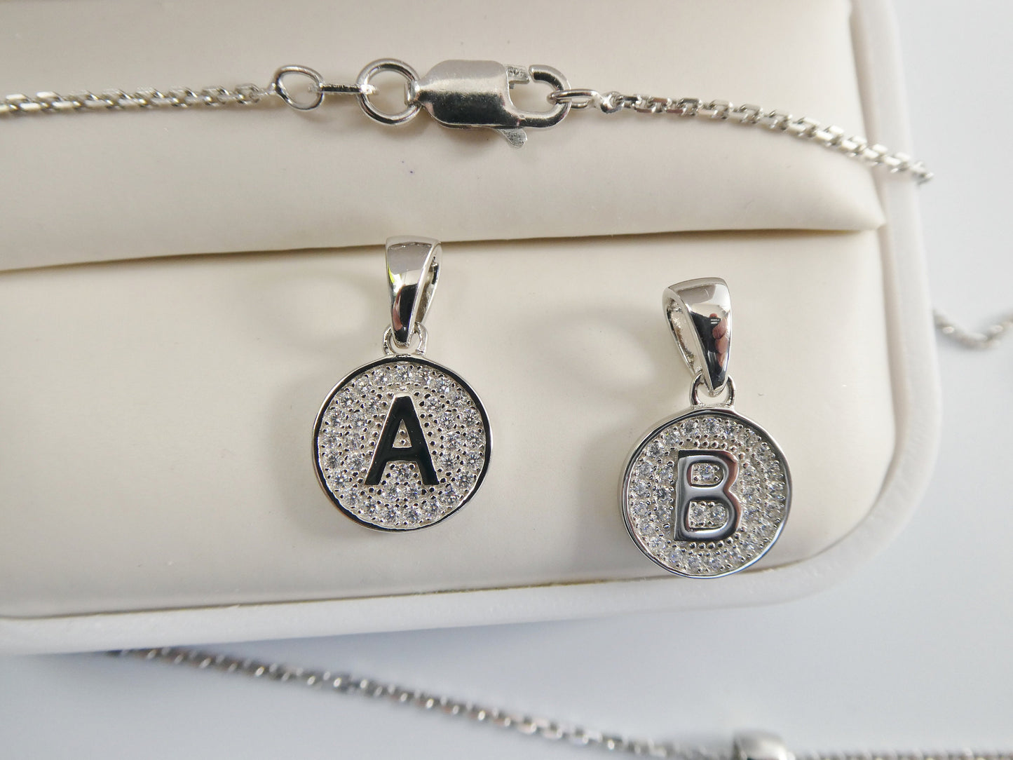 real 925 sterling silver initial pendent with 16 inch cable chain