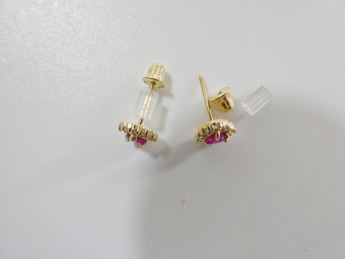10k real solid yellow gold screw back children birth stone earring heart shape