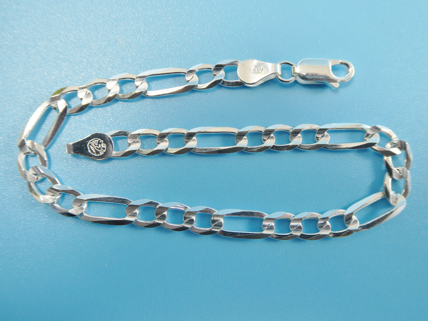 real 925 sterling silver 4.5mm Italian concave figaro solid chain lobster lock clasp