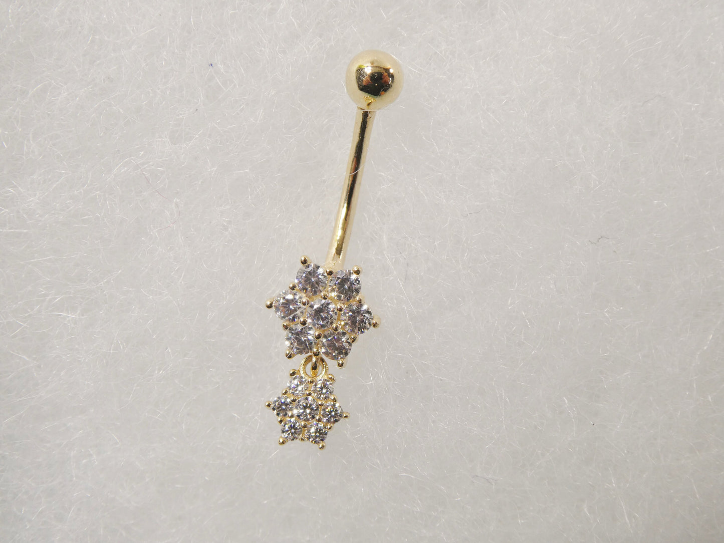 14k real solid yellow gold flower shaped belly button ring piercing