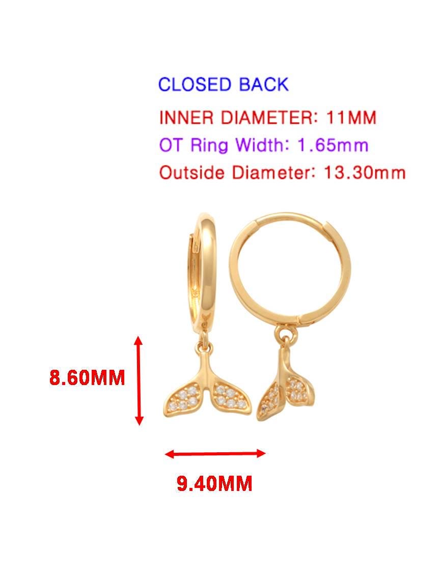 real 10k solid yellow gold whale tail hoop huggie earrings
