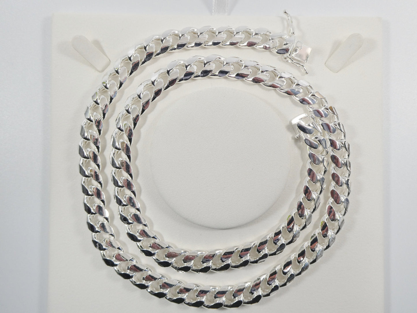 real 10.5MM 925 sterling silver men Miami semi solid link chain box lock clasp