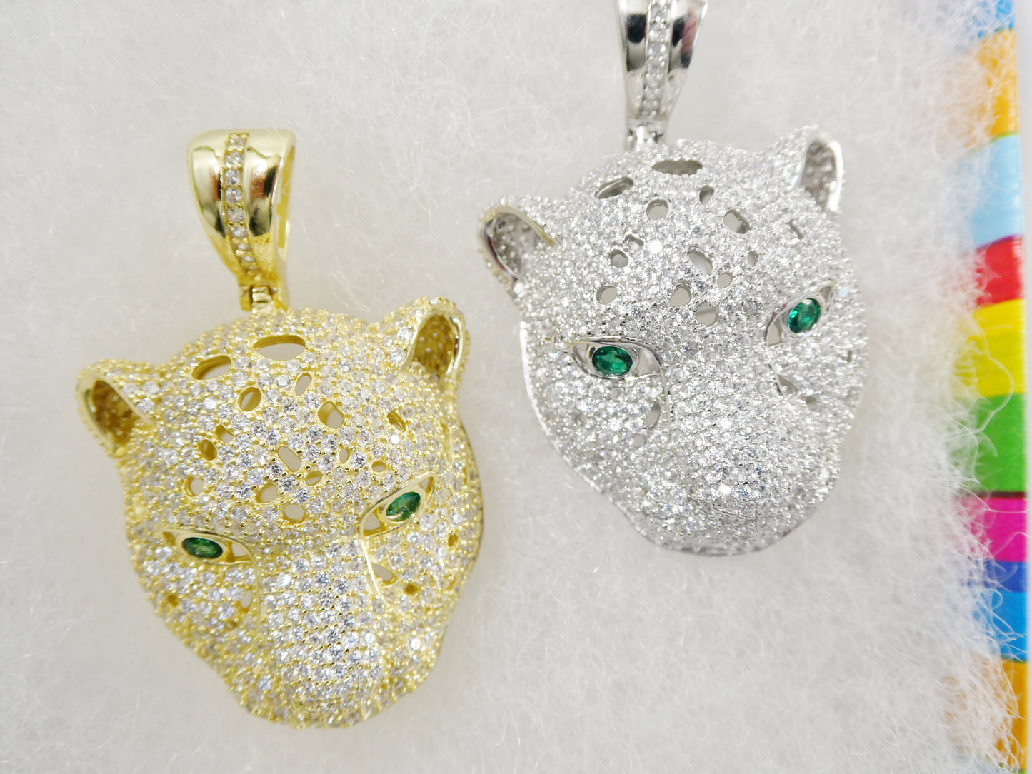 real 925 sterling silver full stone setting large panther pendent