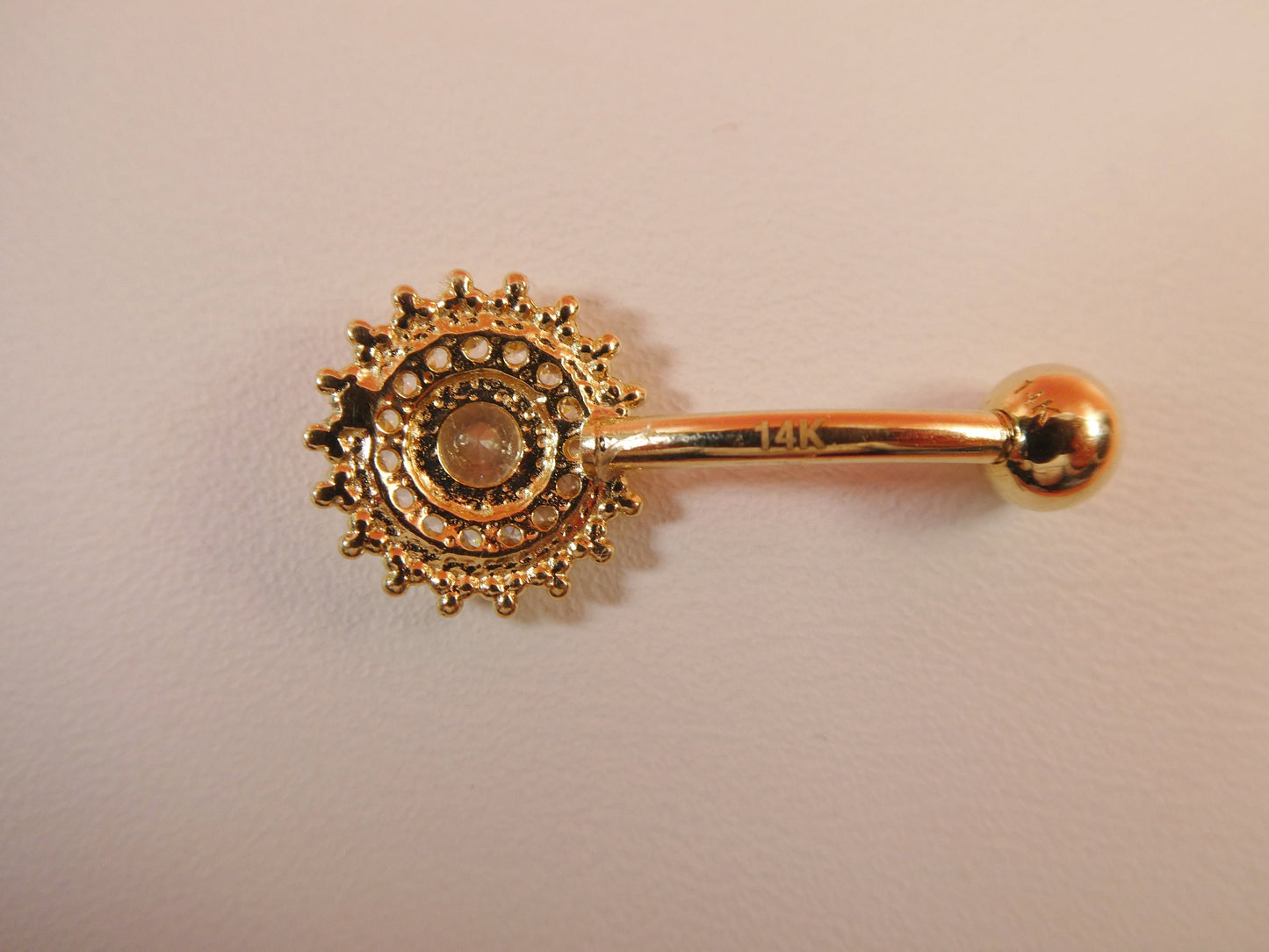 14k real solid yellow gold round shape belly button ring piercing