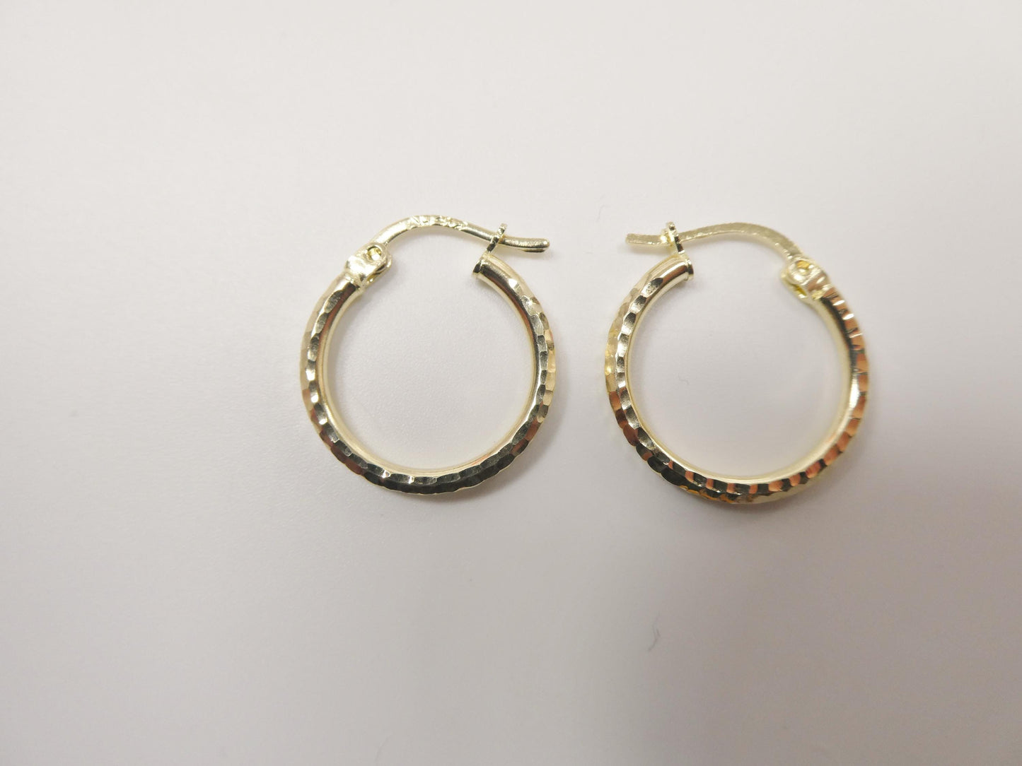 10k real solid yellow gold full diamond cut hoop earrings