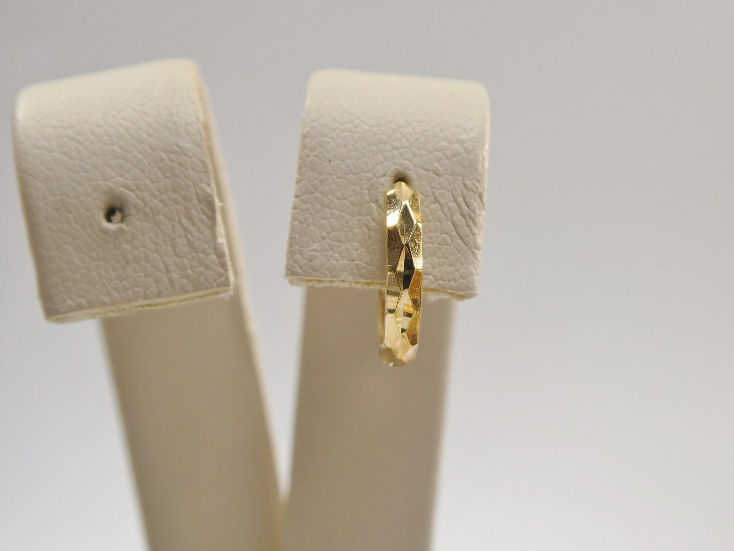 real 10k solid yellow gold diamond cut 12mm hoop huggie earring