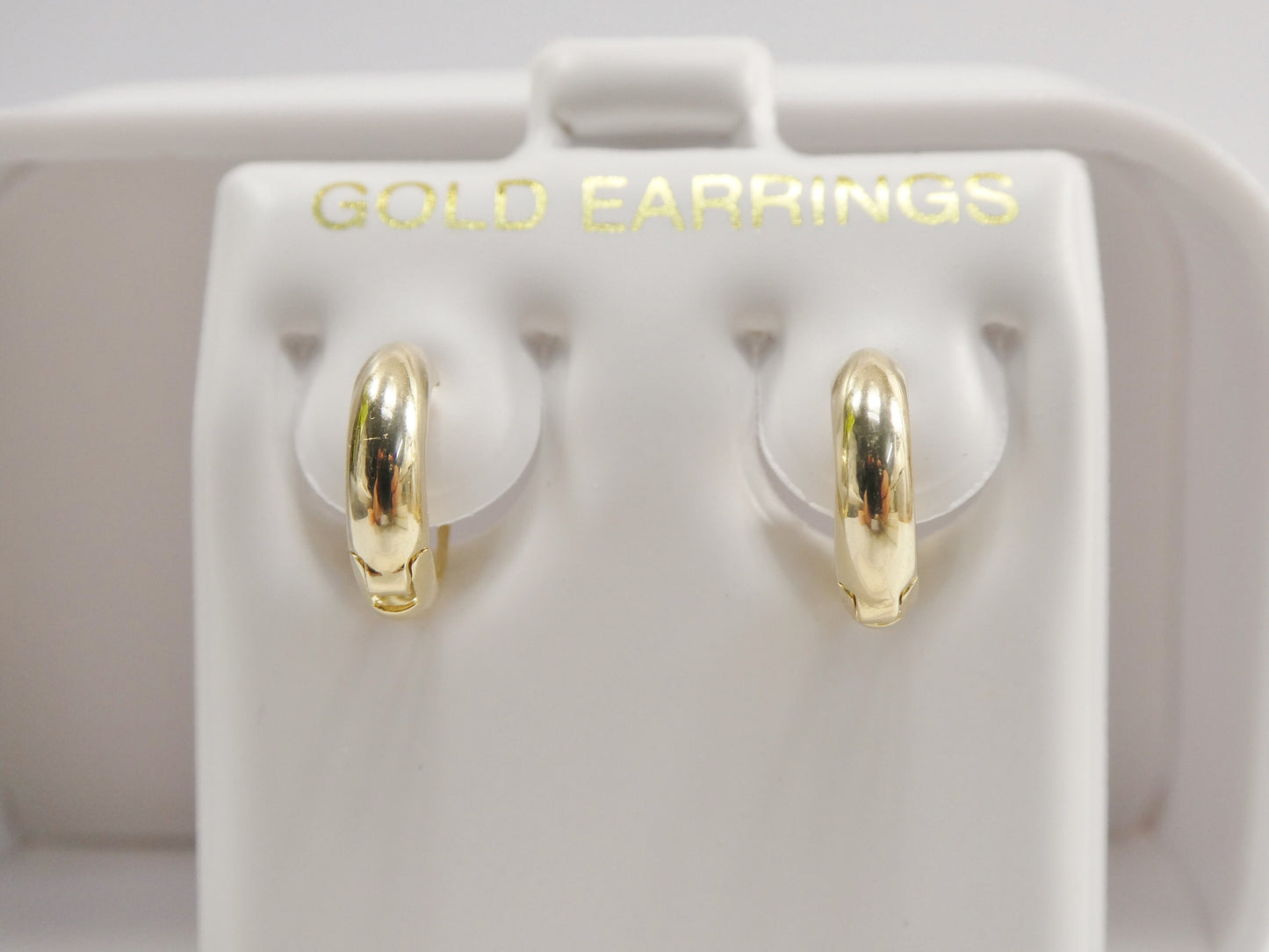 real 10k solid yellow gold 10.5mm small plain high polish finish hoop huggie earring