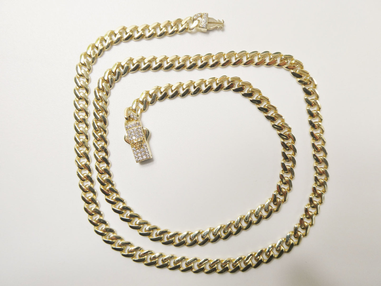 real 10k solid yellow gold 5mm Monaco necklace