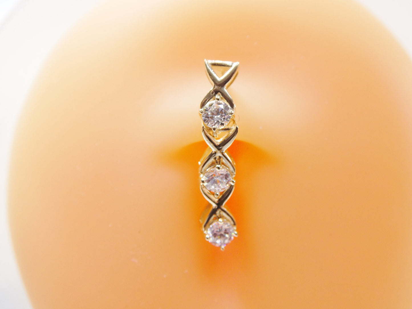 14k real solid yellow gold xoxo belly button dangle ring piercing