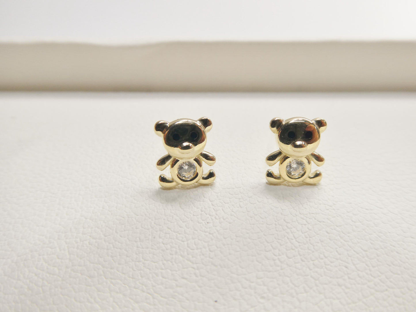 10k real solid gold teddy bear screw back earrings