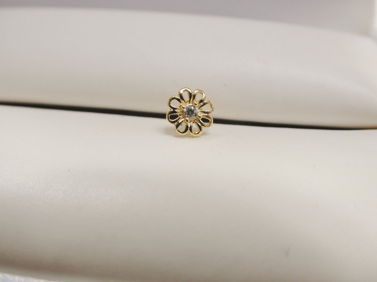 14k real solid yellow gold flower stud nose ring
