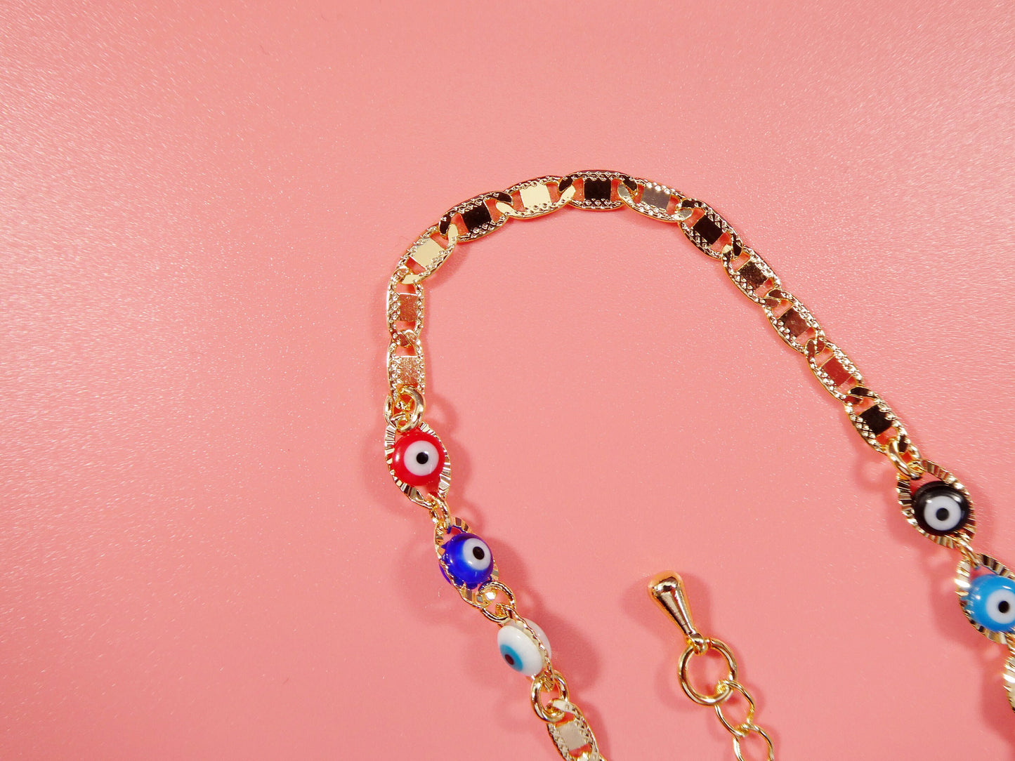 10 inch plus extension evil eye 18k gold filled ladies anklet bracelet mariner style