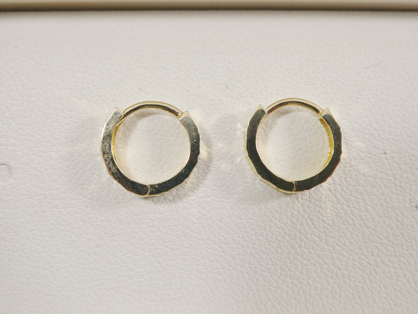 real 10k solid yellow gold diamond cut 10mm hoop huggie earrings