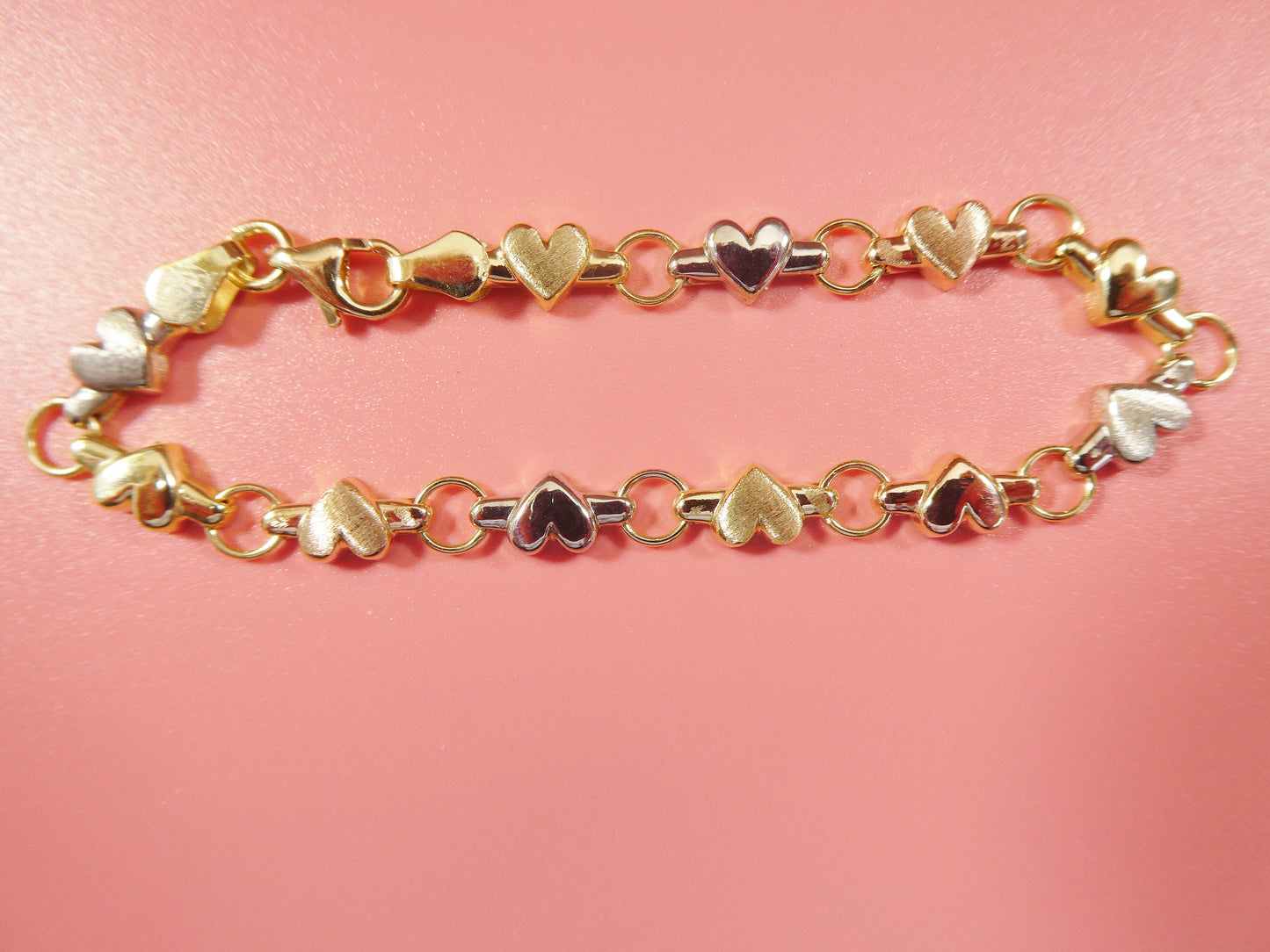 14k real solid yellow gold heart 6 inch baby bracelet