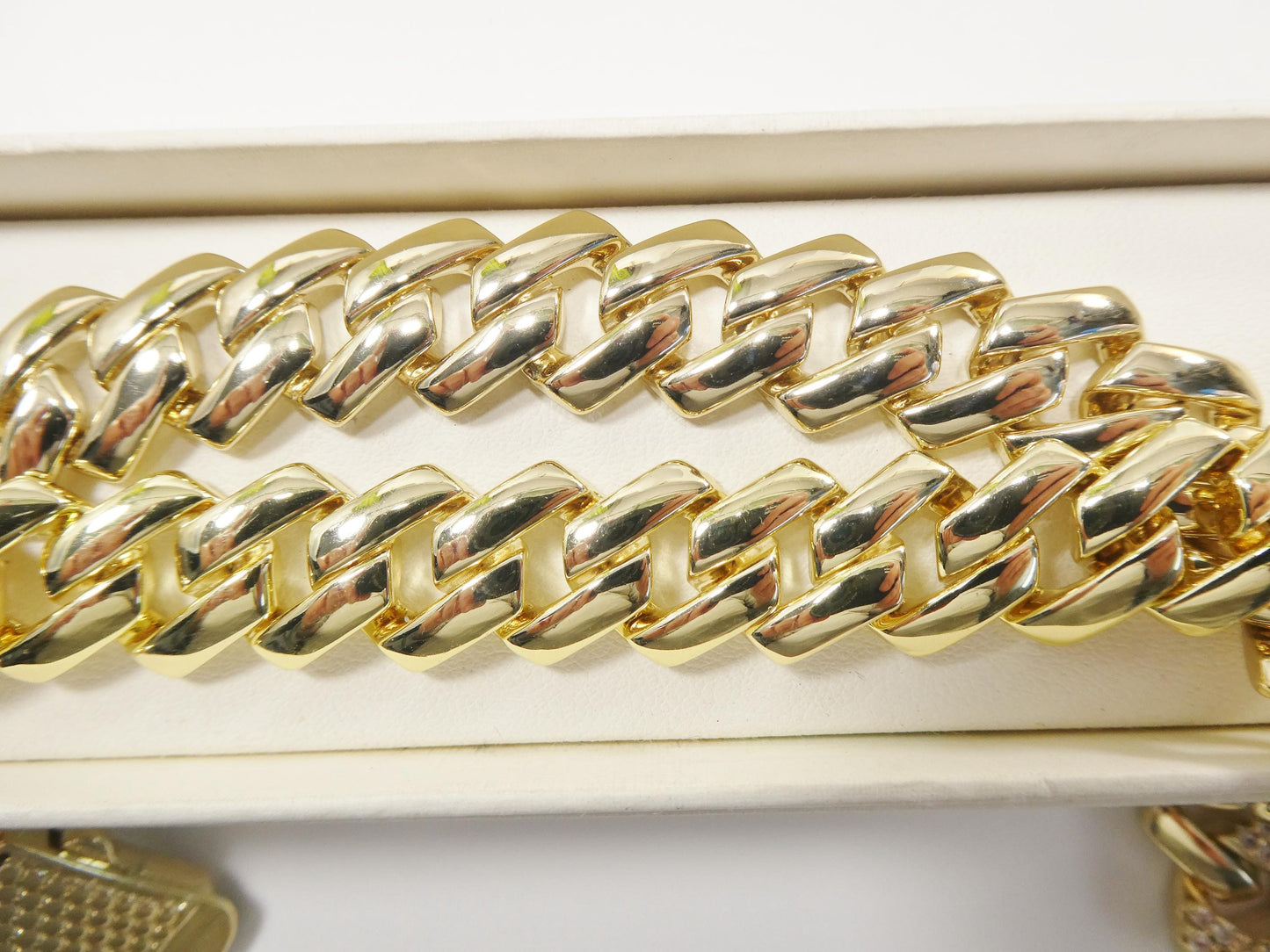 14k gold filled 14mm Monaco Cuban necklace set