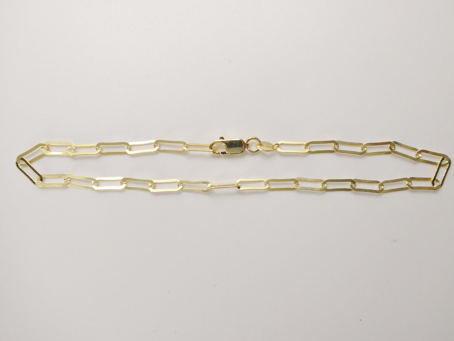 Real 925 sterling silver paperclip 10 inch anklet 14k yellow gold finish