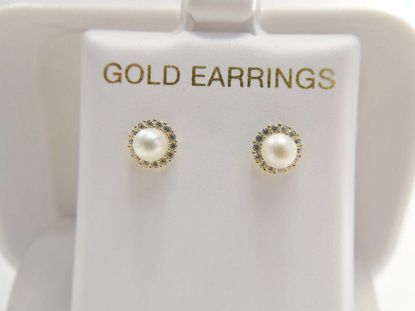 real 10k solid yellow gold freshwater cultured pearl screw back stud earrings