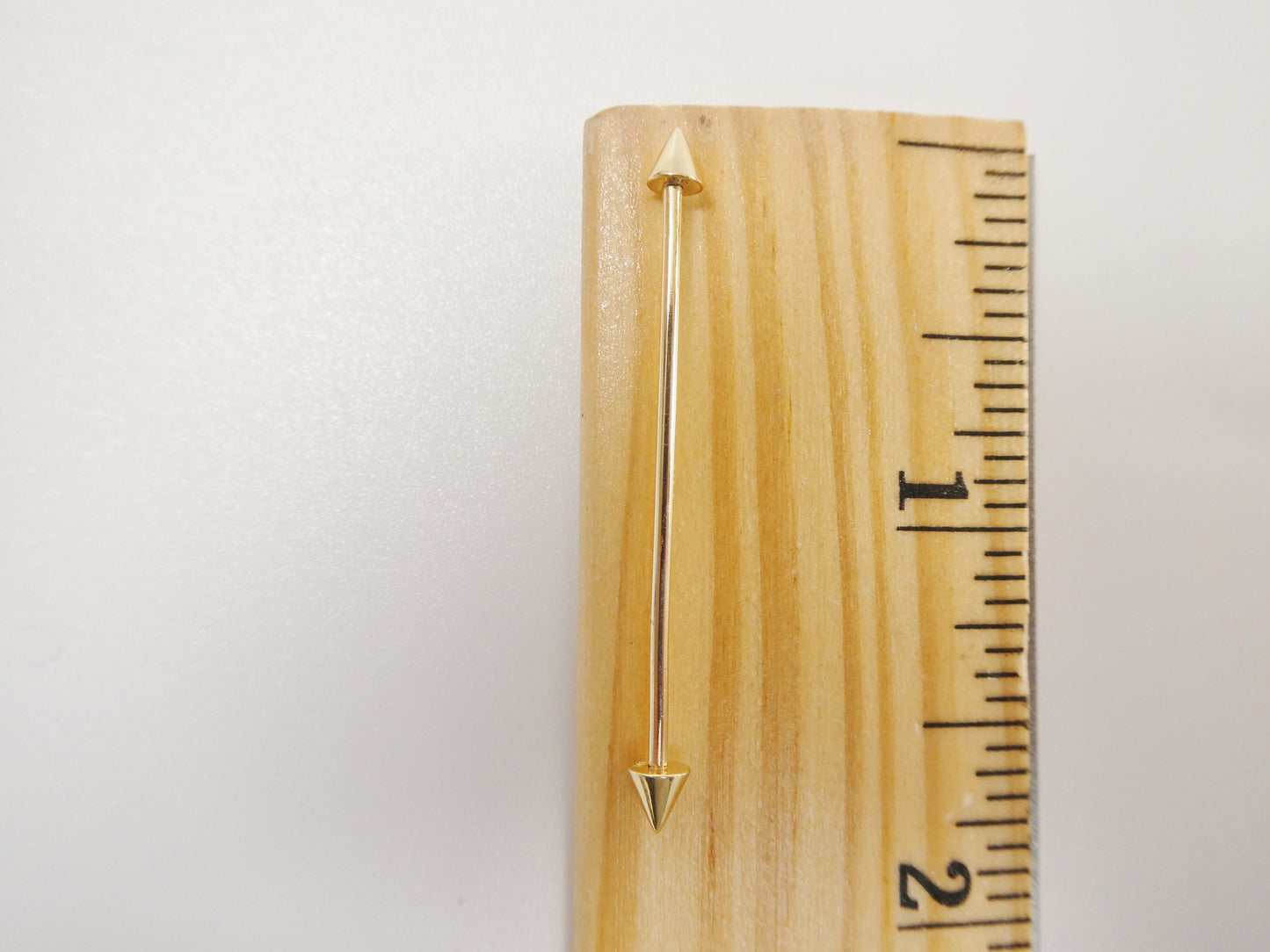 14k real solid yellow gold spike straight barbell belly button ring piercing