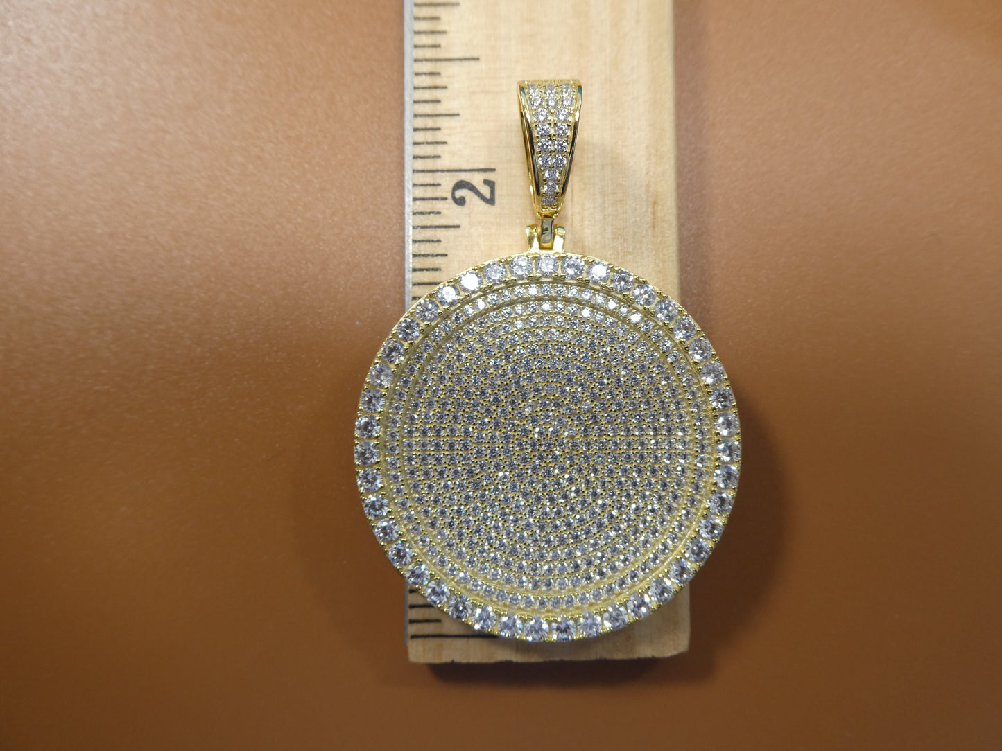 real solid 925 sterling silver large full ice circle pendent