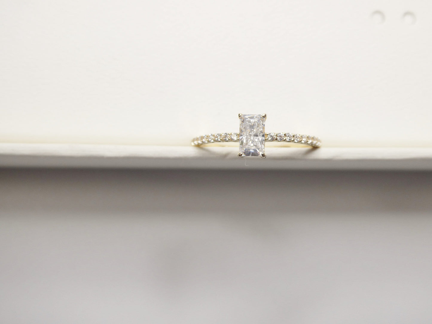 real 10k solid yellow gold women's classic micro pave setting ring