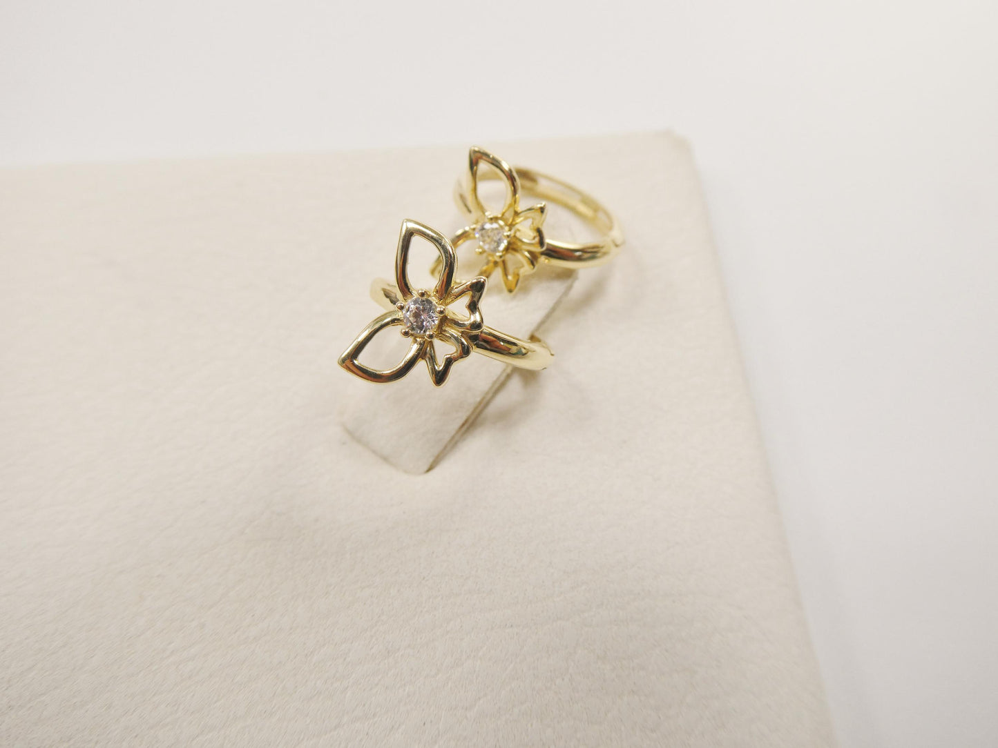 real 10k solid yellow gold butterfly hoop huggie earrings