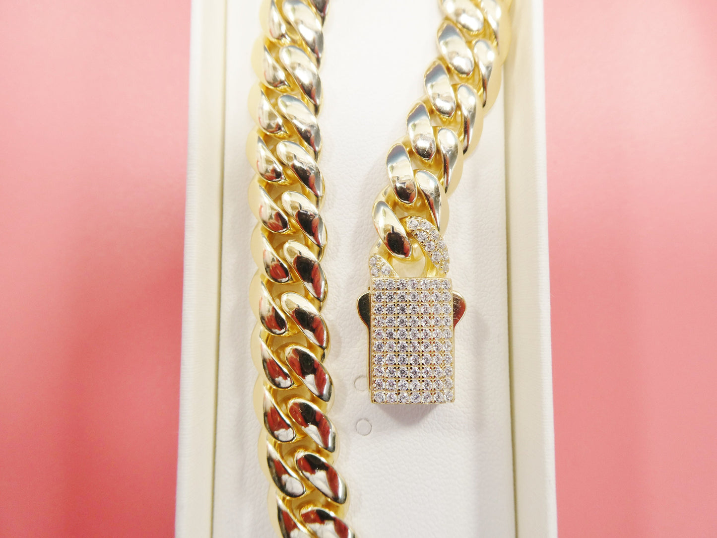 10MM real solid 925 sterling silver yellow gold color Monaco bracelet