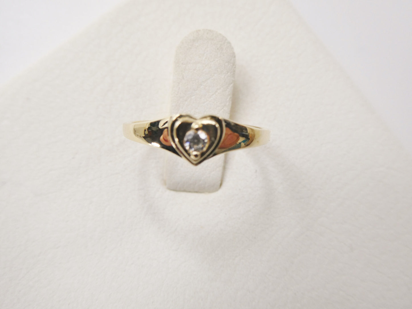 10k solid yellow gold baby children heart shaped color stone ring