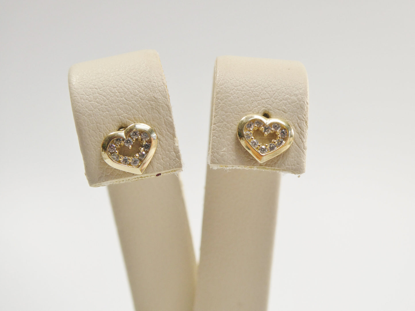 real 10k solid yellow gold small heart push post stud earrings