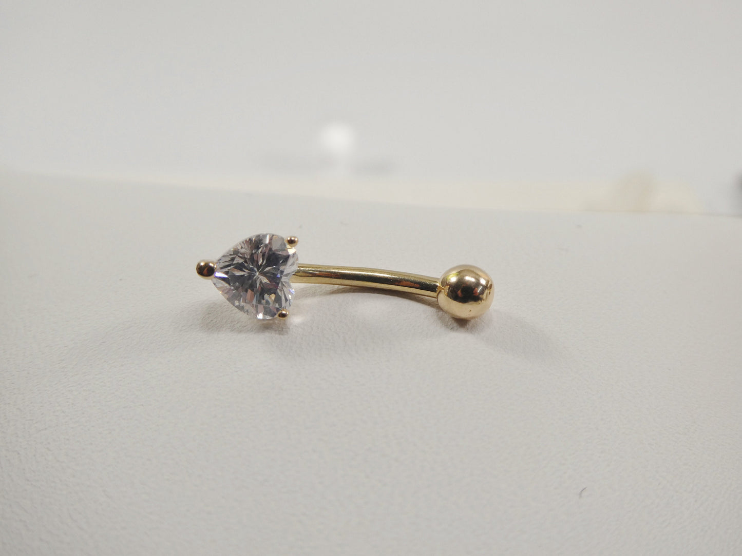 14k real solid yellow gold heart color belly ring