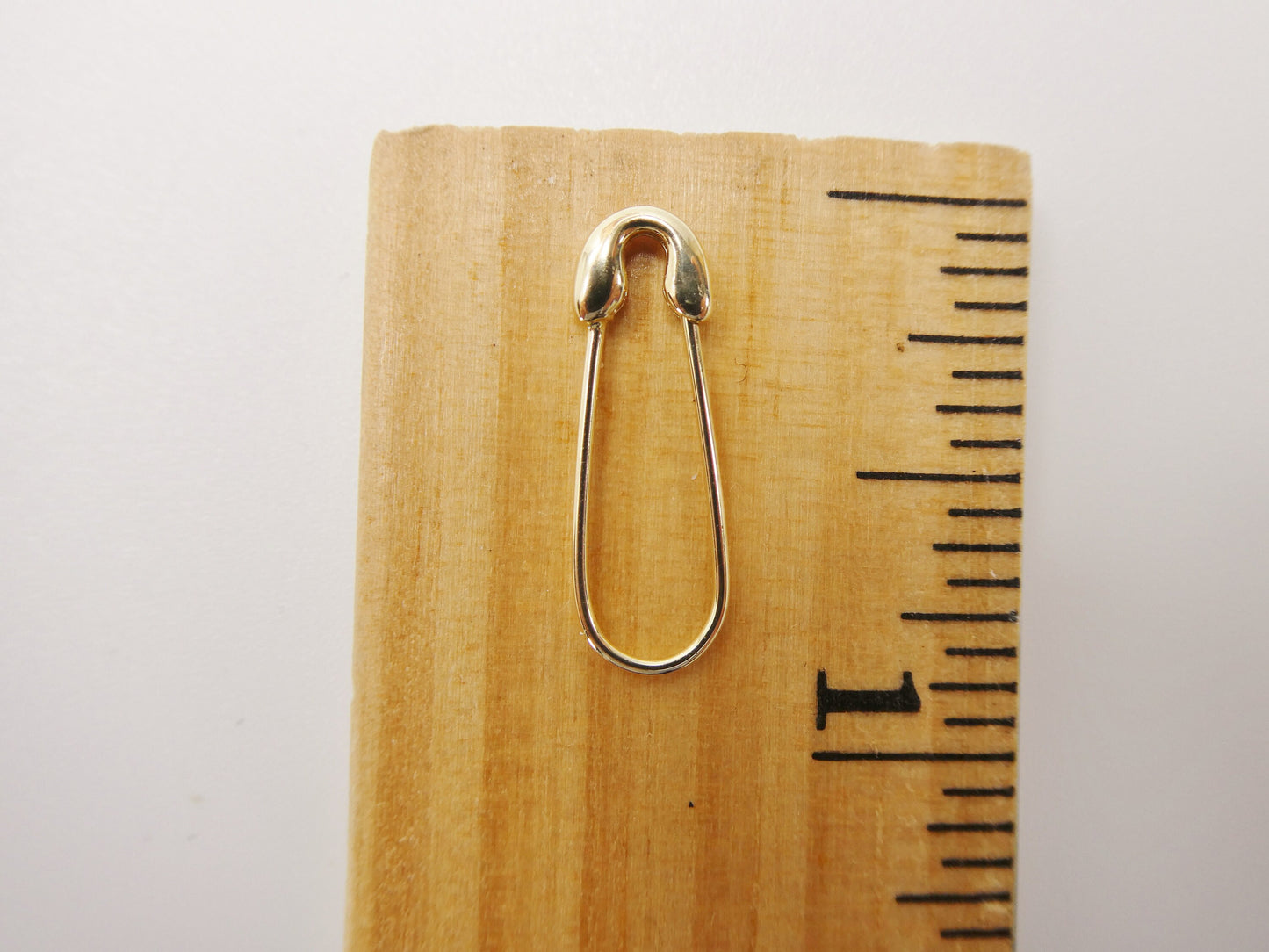 real 10k solid yellow gold safety pin dangle drop earrings
