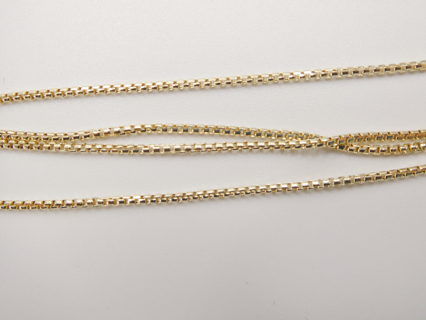 14k real solid yellow gold tiny small 2MM round box chain necklace