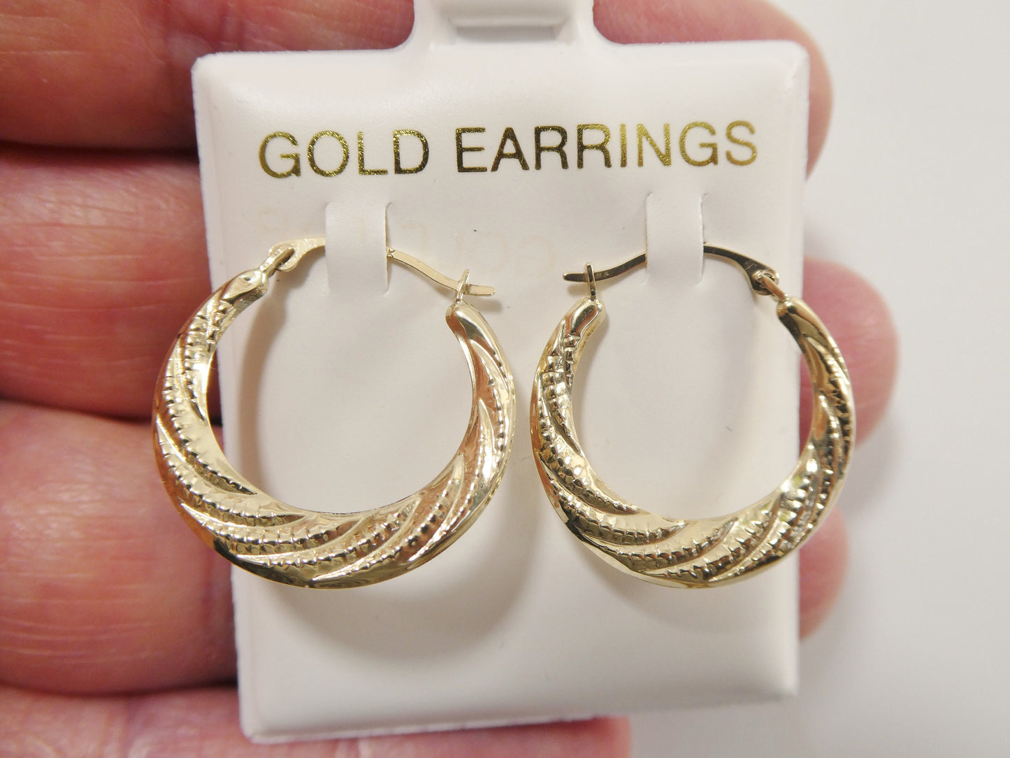 10k real solid yellow gold classic design hoop earrings