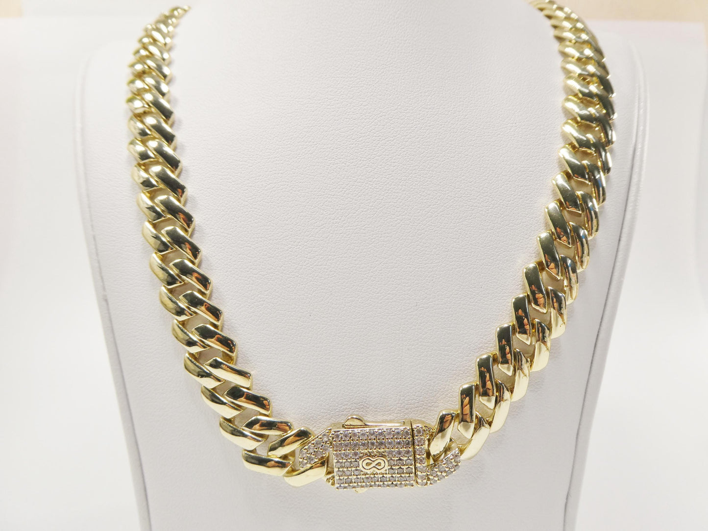 14k gold filled 12mm Monaco Cuban necklace set